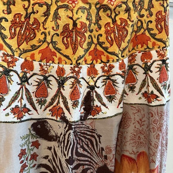Julie G. Boho Full Circle Skirt  Zebra Floral India Block Print Gypsy Artsy Sz M - Picture 5 of 9